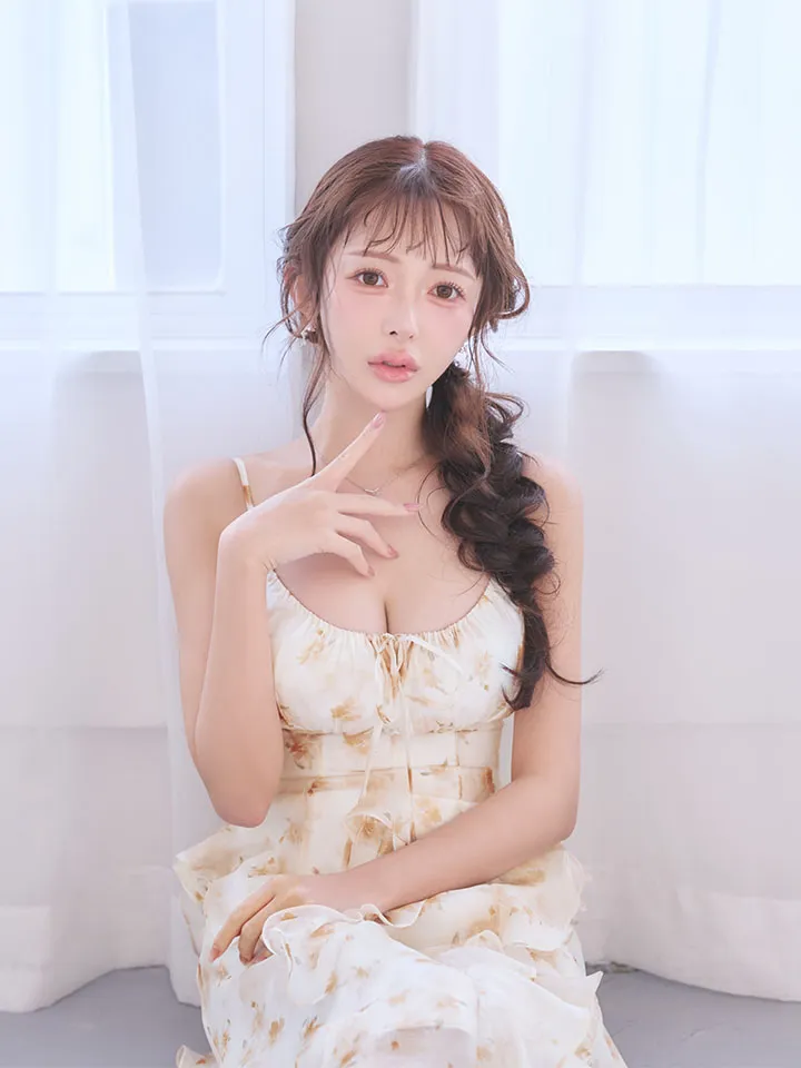 【ANGEL R/エンジェルアール】フラワーデザイン/ バストリボン/ フリル/ フレア/ シフォン/ ワンピース/ ロングドレス/ キャバドレス3