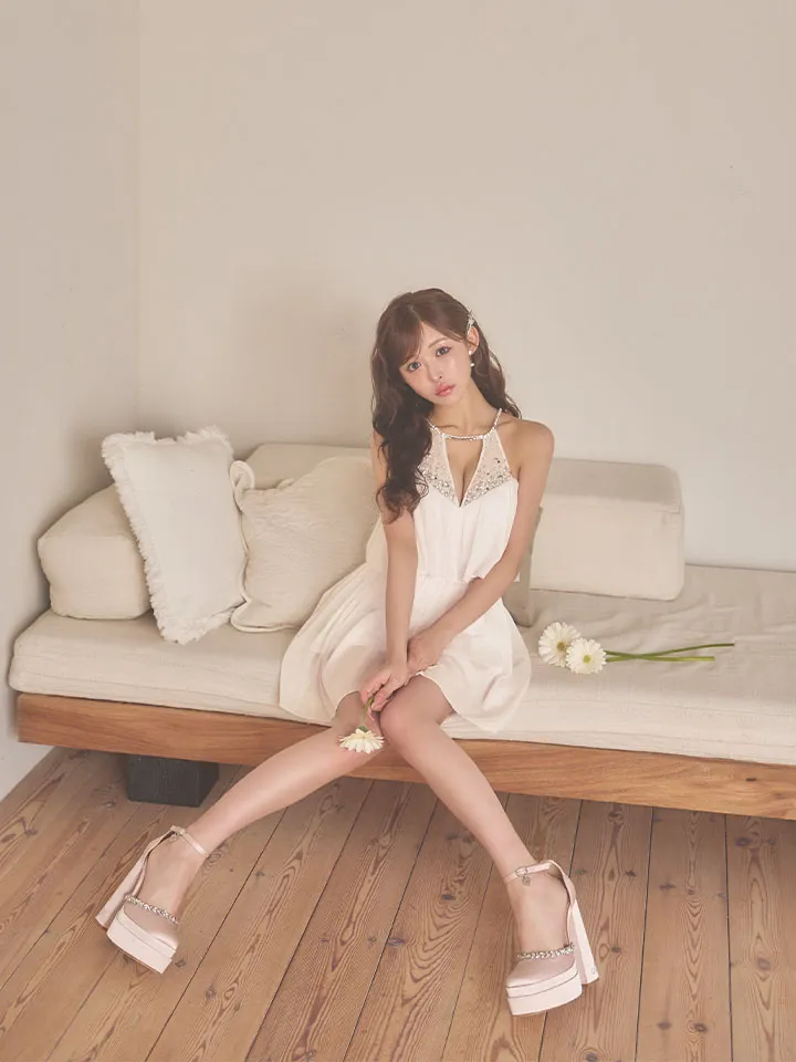 【ANGEL R/エンジェルアール】ホルターネック/ ビジュー/ レイヤード/ シフォン/ フレア/ マイクロミニドレス/ キャバドレス5