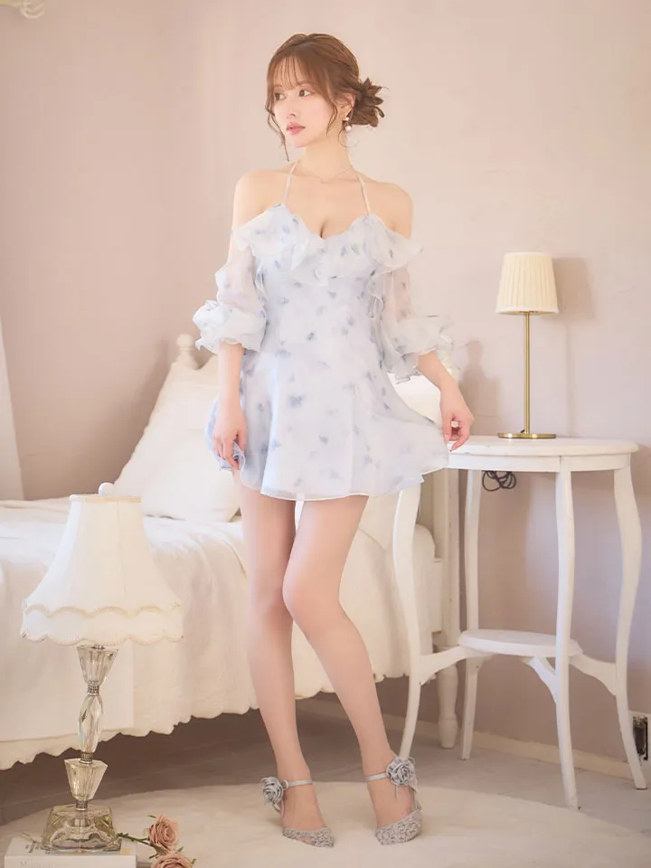 【ANGEL R/エンジェルアール】オフショルダー/ シフォン/ パフスリーブ/ 花柄/ フレア/ マイクロミニドレス/ キャバドレス6