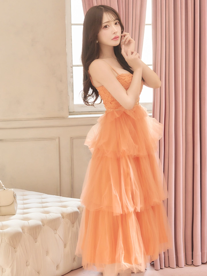 【DEA.by ROBE de FLEURS/ディアバイローブドフルール】レース/ ティアード/ チュール/ フレア/ ワンピース/ ロングドレス/ キャバドレス2