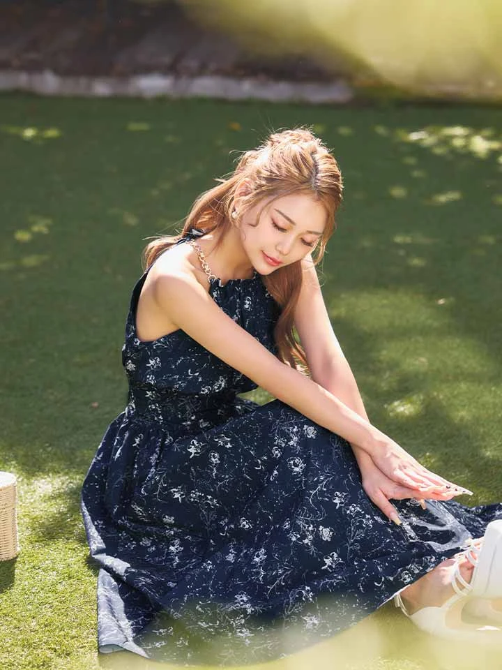 【DEA./ディア】花柄/ ホルターネック/ フレア/ ロング/ ワンピース/ ミモレ丈/ ミディアムドレス/ キャバドレス3