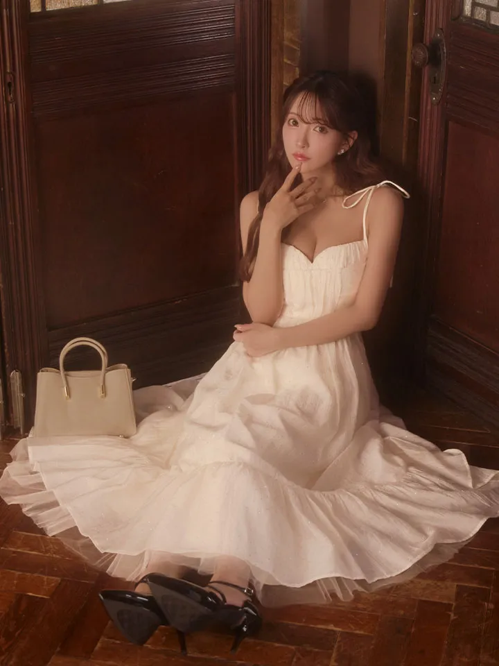 【DEA./ディア】ストーン/ シフォン/ ハートカット/ キャミソール/ ミディアムドレス/ キャバドレス5