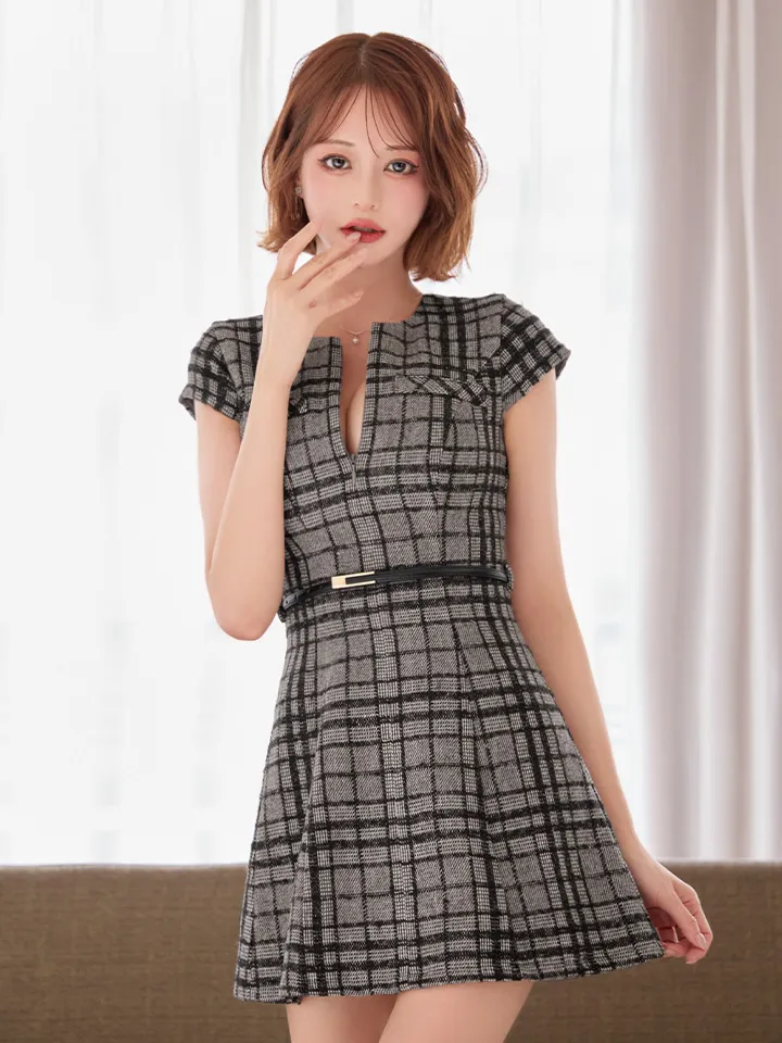 【DEA./ディア】チェック/ ツイード/ 袖付き/ プリーツスカート/ ミニドレス/ キャバドレス2