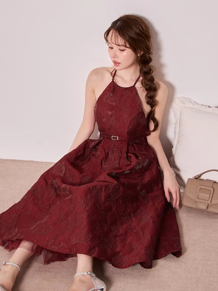 【DEA./ディア】ラメ/ ジャガード/ アメスリ/ フレア/ ミディアムドレス/ キャバドレス4