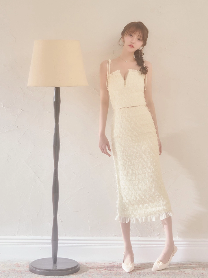 【DEA./ディア】立体チュール/ フロントジップ/ ワンピース/ キャミソール/ ツーピース/ タイト/ ミディアムドレス/ キャバドレス2