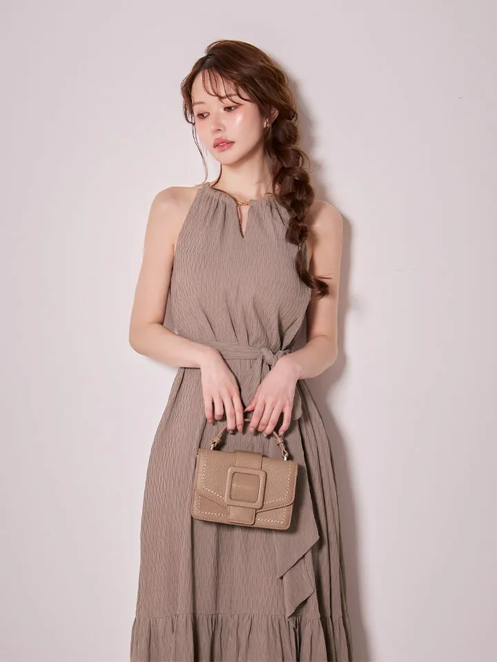 【DEA./ディア】シフォン/ プリーツ/ Vネック/ ウエストリボン/ ロングドレス/ キャバドレス4