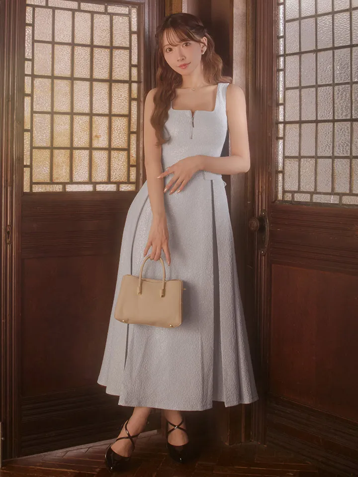 【DEA./ディア】charmer jacquard back ribbon long dress/ カメリアジャガード/ バックリボン/ ロングドレス/ キャバドレス long2