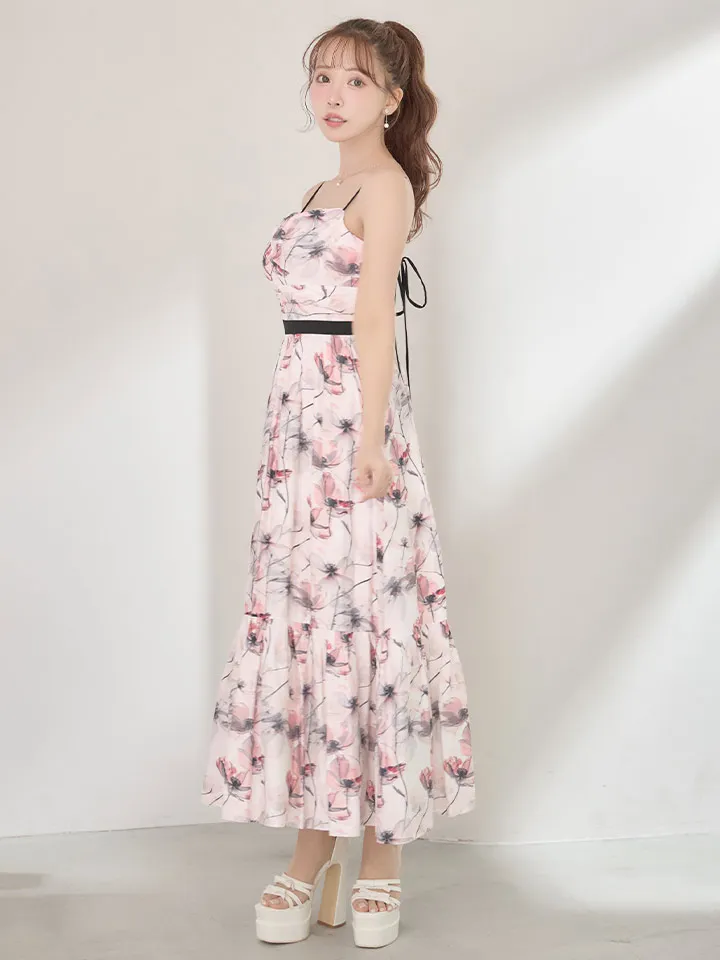 【DEA./ディア】ウォーターカラー/ フラワー/ ドレープ/ フレア/ ワンピース/ ミディアムドレス/ キャバドレス5