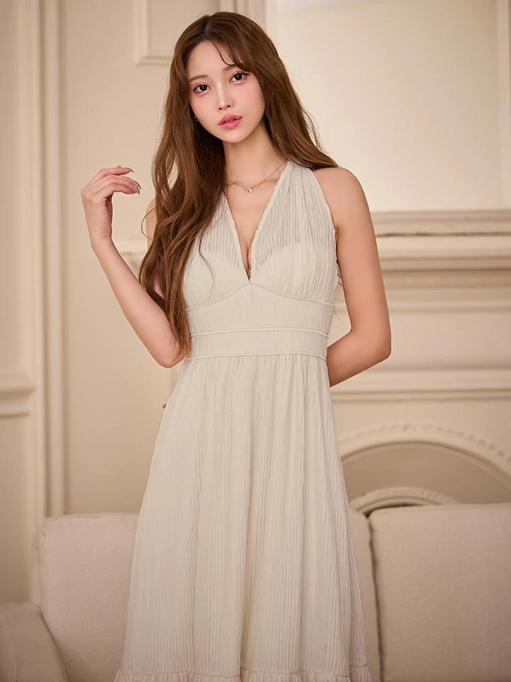 【DEA./ディア】プリーツ/ シフォン/ ホルターネック/ ロングドレス/ キャバドレス5