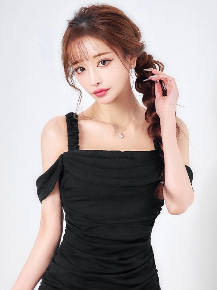 【ISA FERRIS/ イサフェリス】【OF05】 スリット/ キャミ/ ストレッチ/ ショートスリーブ/ タイト/ ひざ丈/ ミディアムドレス/ キャバドレス9