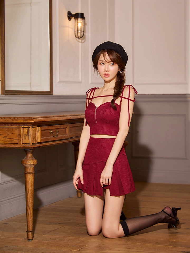 【ROBE de FLEURS/ローブドフルール】肩リボン/ キャミ/ ツーピース/ フレア/ セットアップ/ ミニドレス/ キャバドレス4