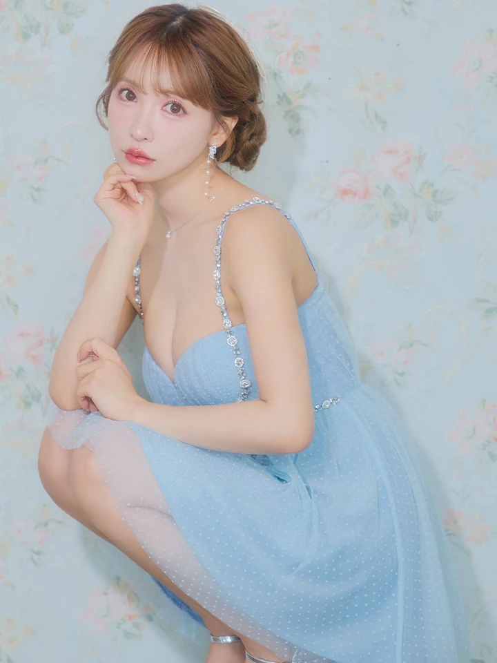 【ROBE de FLEURS/ローブドフルール】ドットチュール/ ビジュー/ フレア/ ミニドレス/ キャバドレス5