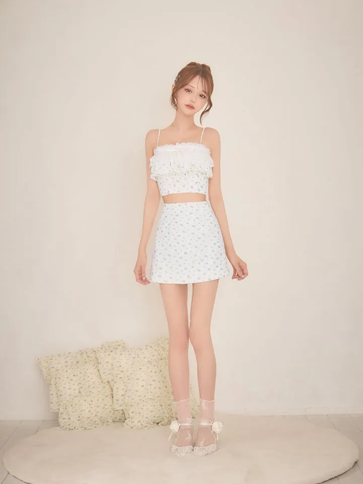 【ROBE de FLEURS/ローブドフルール】小花柄/ レース/ フリル/ セットアップ/ タイト/ ミニドレス/ キャバドレス2