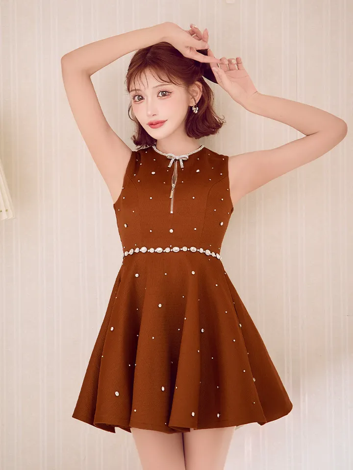 【ROBE de FLEURS/ローブドフルール】リボンビジュー/ バストカット/ フレア/ ミニドレス/ キャバドレス3