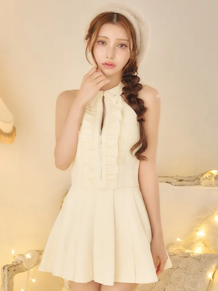 【ROBE de FLEURS/ローブドフルール】レース/ ハイネック/ セットアップ/ フレア/ ミニドレス/ キャバドレス2