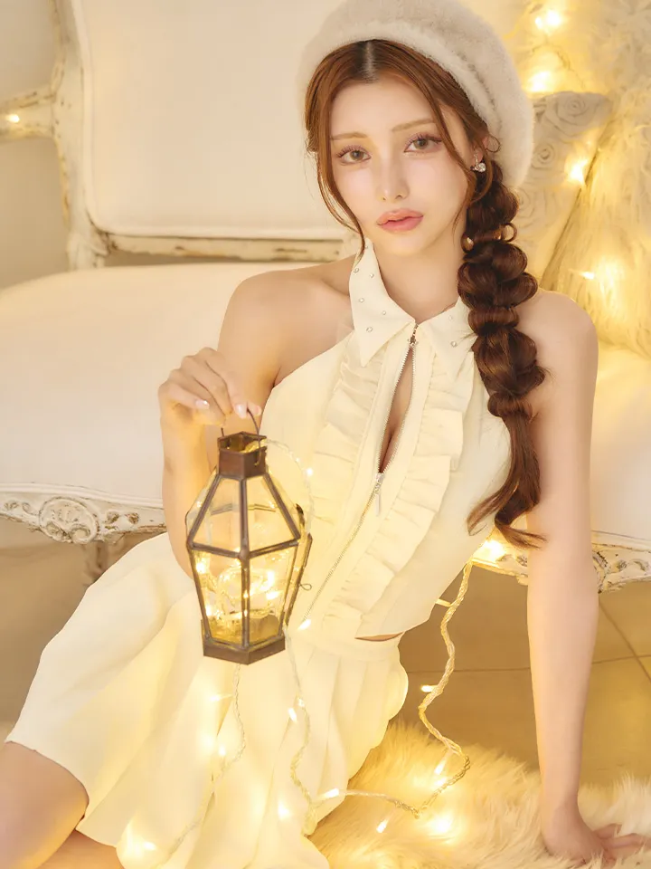 【ROBE de FLEURS/ローブドフルール】レース/ ハイネック/ セットアップ/ フレア/ ミニドレス/ キャバドレス5