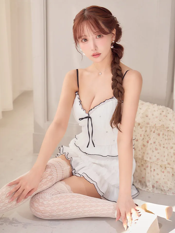 【【ROBE de FLEURS/ローブドフルール】ビジュー/ ラメシフォン/ リボン/ セットアップ/ ティアード/ ミニドレス/ キャバドレス2