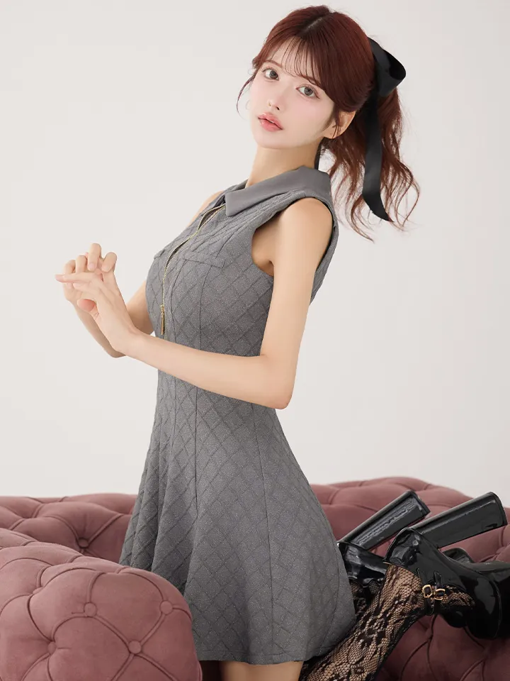 【【ROBE de FLEURS/ローブドフルール】襟付き/ シンプル/ ラメ/ フレア/ ミニドレス/ キャバドレス5
