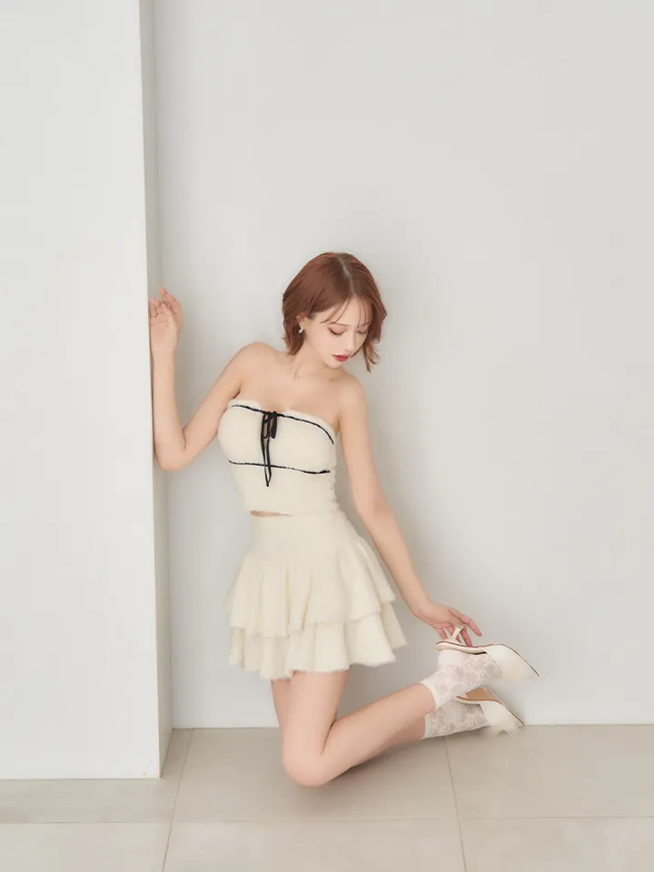 【ROBE de FLEURS/ローブドフルール】リボン/ フリルスカート/ フレア/ ベア/ ミニドレス/ キャバドレス3