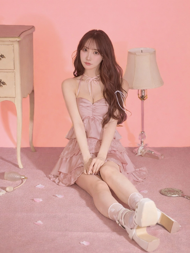 【ROBE de FLEURS/ローブドフルール】スパンコール/ レース/ ティアード/ フリル/ ミニドレス/ キャバドレス3