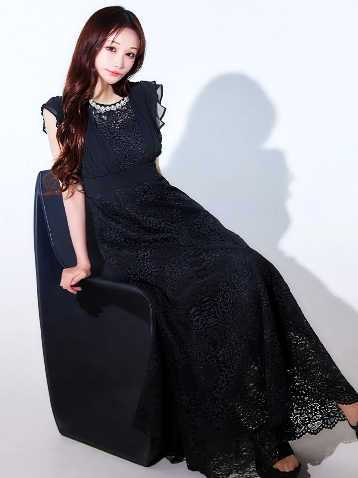 【AMORA GRACE / アモーラグレース】 オケージョンドレス/ パーティードレス/ お呼ばれドレス/ 総レース/ ネックビジュー/ シフォン/ フラワーレース/ フレア/ Aライン/ ミモレ丈/ ワンピース/ ミディアムドレス/ キャバドレス10
