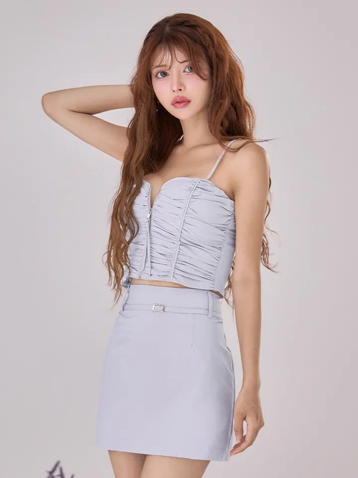 【Glossy/グロッシー】シャーリング/ バストジップ/ ナイロン/ セットアップ/ ミニドレス/ キャバドレス2