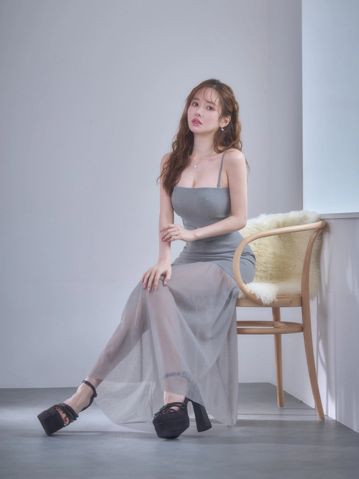 【Glossy/グロッシー】シアー/ チュール/ ドッキング/ セットアップ/ フレア/ ワンピース/ ロングドレス/ キャバドレス4