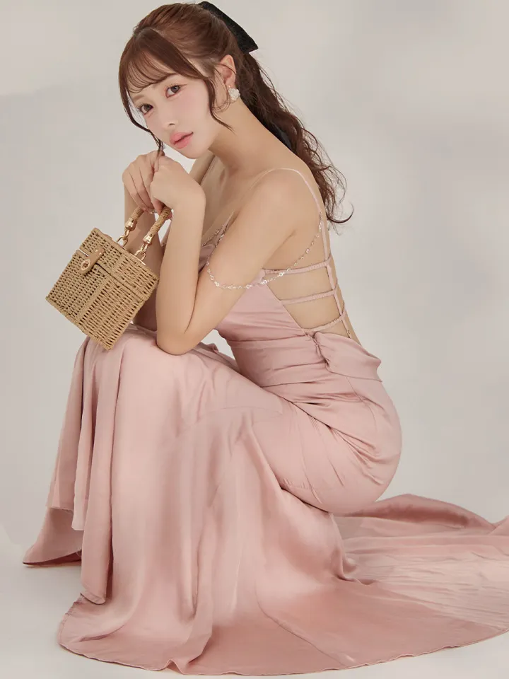 【Glossy/グロッシー】サテン/ バストビジュー/ ロングドレス/ キャバドレス3