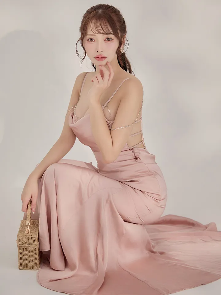【Glossy/グロッシー】サテン/ バストビジュー/ ロングドレス/ キャバドレス5