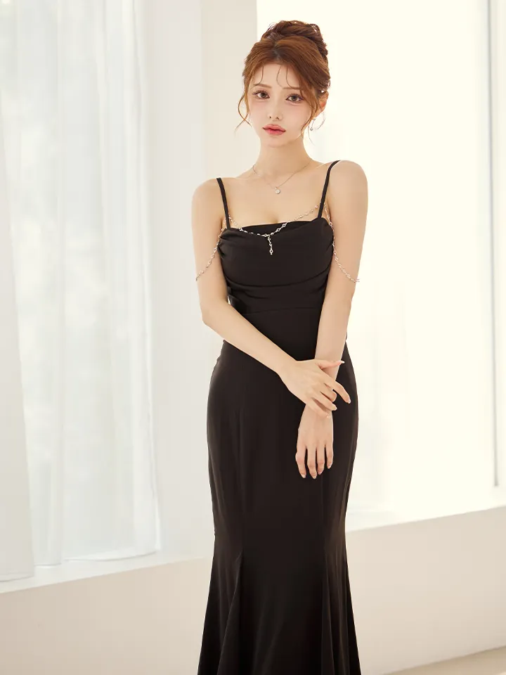 【Glossy/グロッシー】サテン/ バストビジュー/ ロングドレス/ キャバドレス3