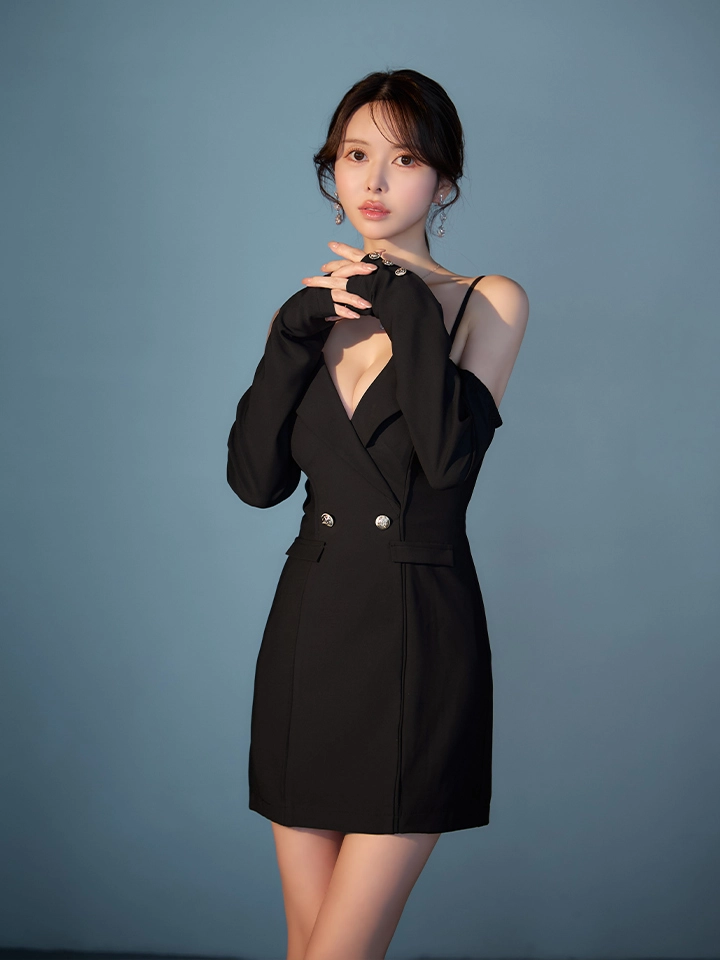 【Glossy/グロッシー】2way/ オフショル/ テーラード/ タイト/ ミニドレス/ キャバドレス3
