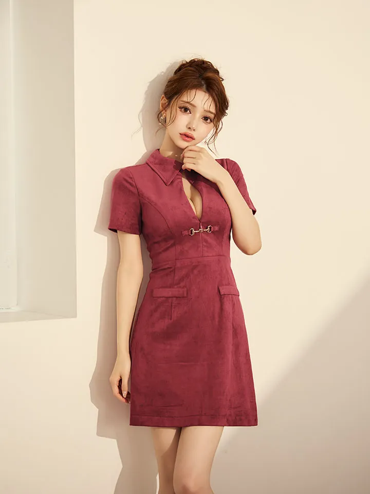 【Glossy/グロッシー】スエード/ バストカット/ 半袖/ ミニドレス/ キャバドレス3