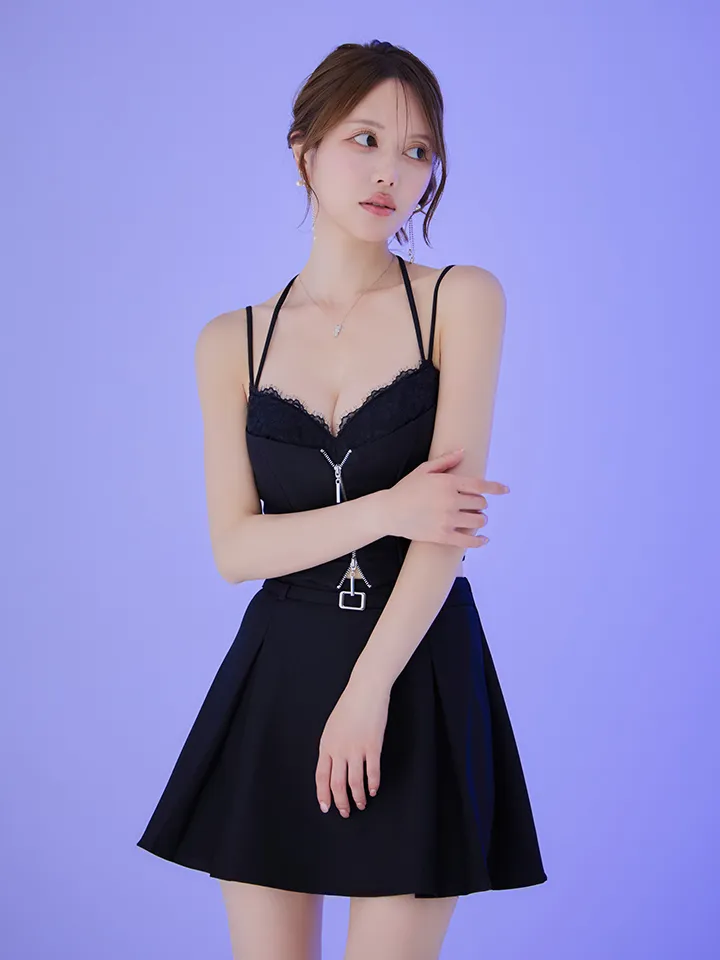 【Glossy/グロッシー】フロントレース/ セットアップ/ フレア/ ミニドレス/ キャバドレス3
