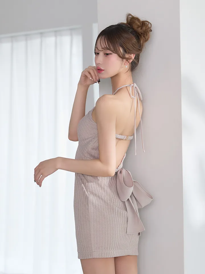 【Glossy/グロッシー】バックリボン/ ニット/ ストレッチ/ タイト/ ミニドレス/ キャバドレス3
