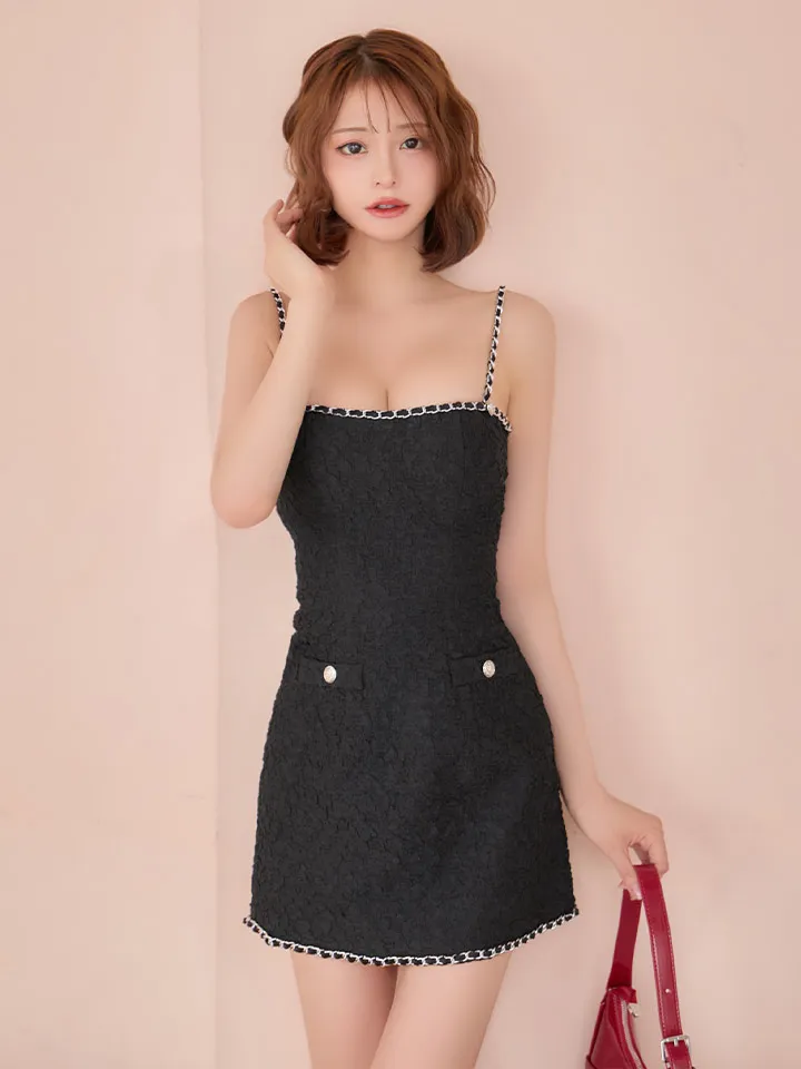 【Glossy/グロッシー】ジャガード/ ラインチェーン/ キャミソール/ タイト/ ミニドレス/ キャバドレス4