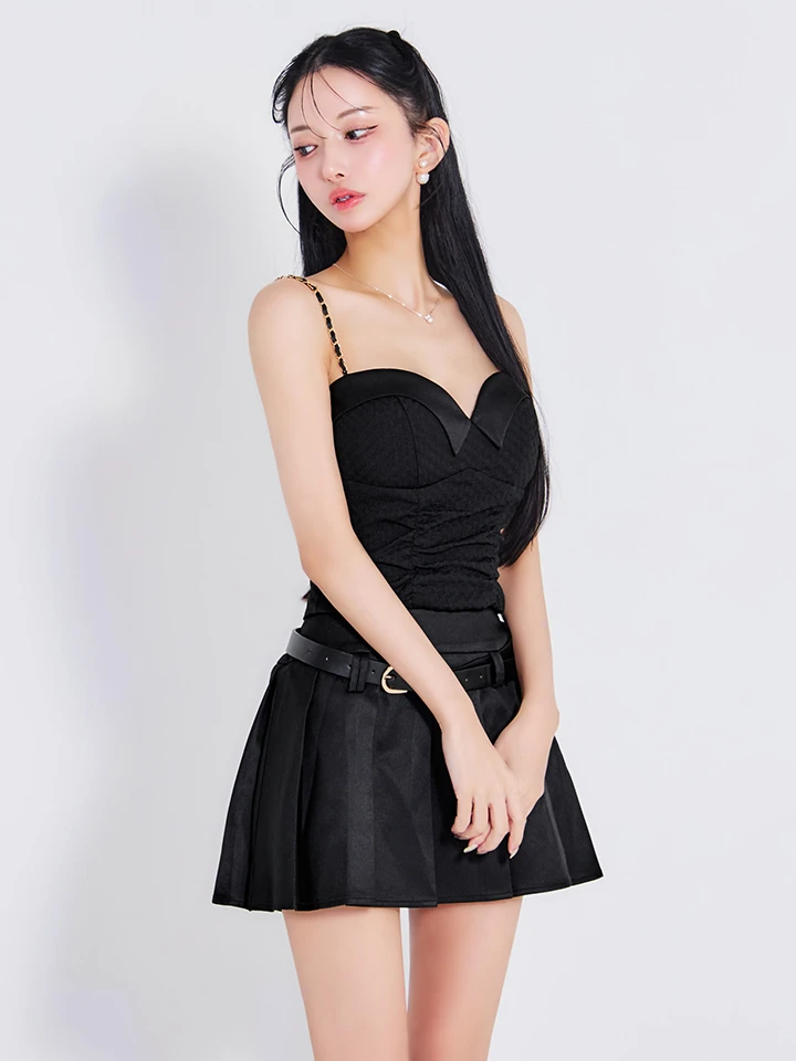 【Glossy/グロッシー】ベルト付き/ ハートカット/ セットアップ/ プリーツ/ フレア/ ミニドレス/ キャバドレス3