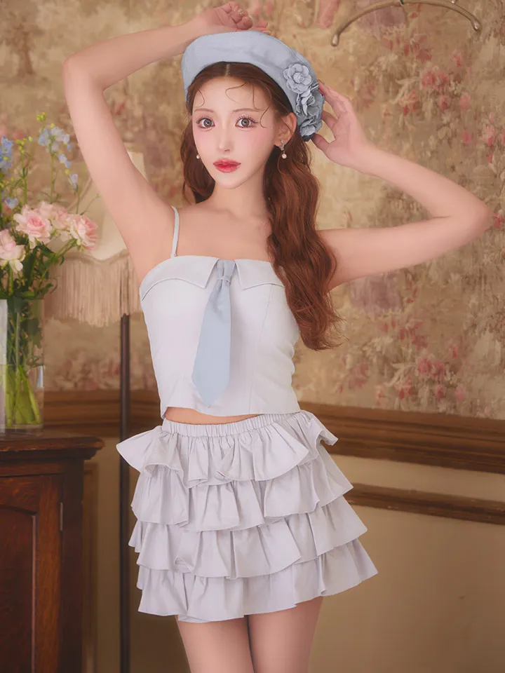 【Glossy/グロッシー】セットアップ/ ネクタイ/ フリル/ ブロード/ ツイル/ ミニドレス/ キャバドレス1