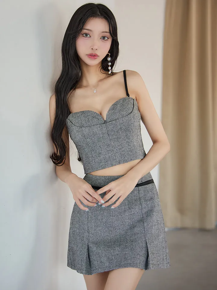【Glossy/グロッシー】キャミ/ ヘリンボーン/ レザーベルトデザイン/ セットアップ/ ミニドレス/ キャバドレス4