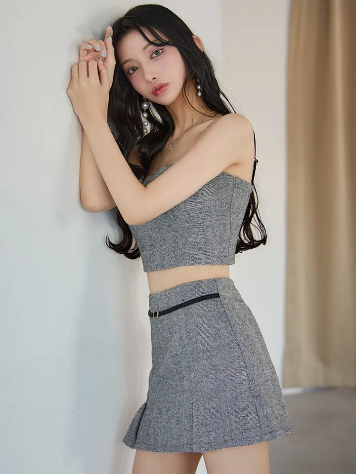 【Glossy/グロッシー】キャミ/ ヘリンボーン/ レザーベルトデザイン/ セットアップ/ ミニドレス/ キャバドレス5