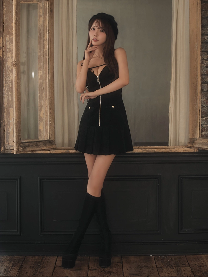 【Glossy/グロッシー】バストリボン/ ラメツイード/ キャミ/ フレア/ ミニドレス/ キャバドレス2