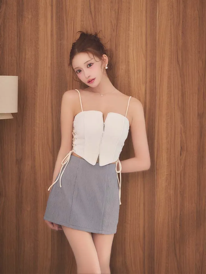 【Glossy/グロッシー】サイドレースアップ/ バイカラー/ ツーピース/ ミニドレス/ キャバドレス1