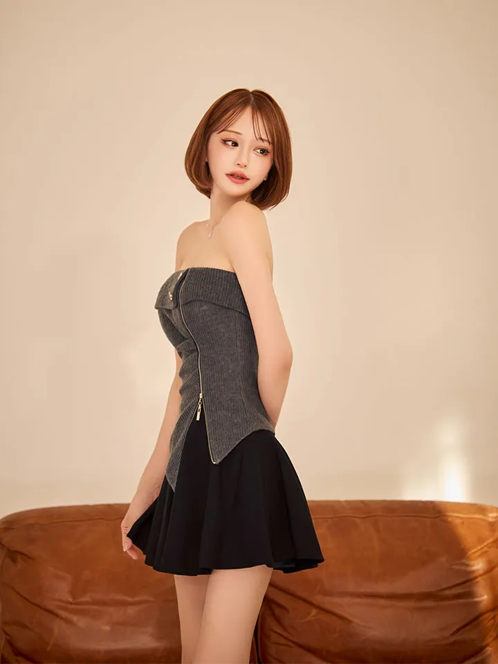 【Glossy/グロッシー】ベアトップ/ アシンメトリー/ セットアップ/ フレア/ ミニドレス/ キャバドレス2