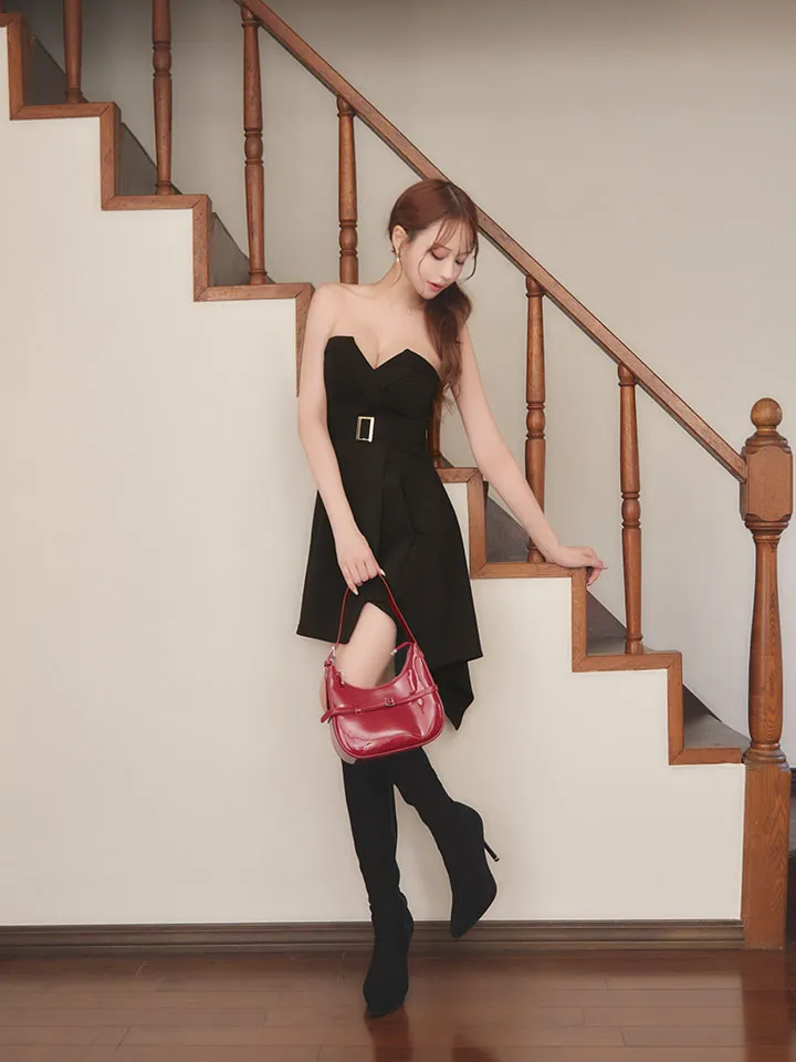 【Andy GLAMOROUS/アンディグラマラス】ベアトップ/ ベルト/ フレア/ アシンメトリー/ ミニドレス/ ストレッチ/ キャバドレス5