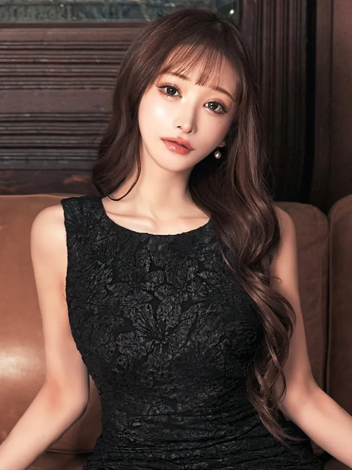 【VANESSA HEART / ヴァネッサハート】【OF05】総柄/ フラワー/ サイドタック/ ノースリーブ/ タイト/ ひざ丈/ ミディアムドレス/ キャバドレス4