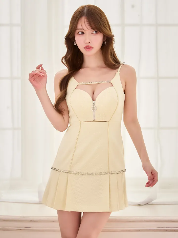 【Jessica/ジェシカ】ビジュー/ バストジップ/ プリーツスカート/ キャミ/ フレア/ ミニドレス/ キャバドレス2