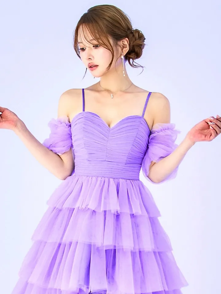【CLEO CLOE/ クレオ クロエ】パーティードレス/ ステージドレス/ イベントドレス/ フェザー/ フリル/ キャミソール/ 2way/ オフショル/ 袖付き/ テールカット/ フレア/ セットアップ/ ロングドレス7