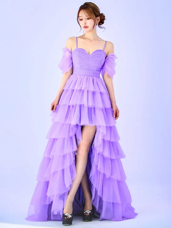 【CLEO CLOE/ クレオ クロエ】パーティードレス/ ステージドレス/ イベントドレス/ フェザー/ フリル/ キャミソール/ 2way/ オフショル/ 袖付き/ テールカット/ フレア/ セットアップ/ ロングドレス9