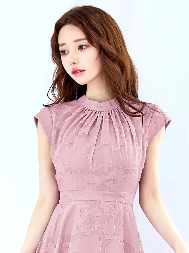 【CLEO CLOE/ クレオ クロエ】 オケージョンドレス/ パーティードレス/ ステージドレス/ イベントドレス/ ハイネック/ フレンチスリーブ/ フラワープリント/ Aライン/ フレア/ ロングドレス6