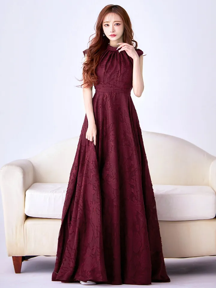 【CLEO CLOE/ クレオ クロエ】 オケージョンドレス/ パーティードレス/ ステージドレス/ イベントドレス/ ハイネック/ フレンチスリーブ/ フラワープリント/ Aライン/ フレア/ ロングドレス8