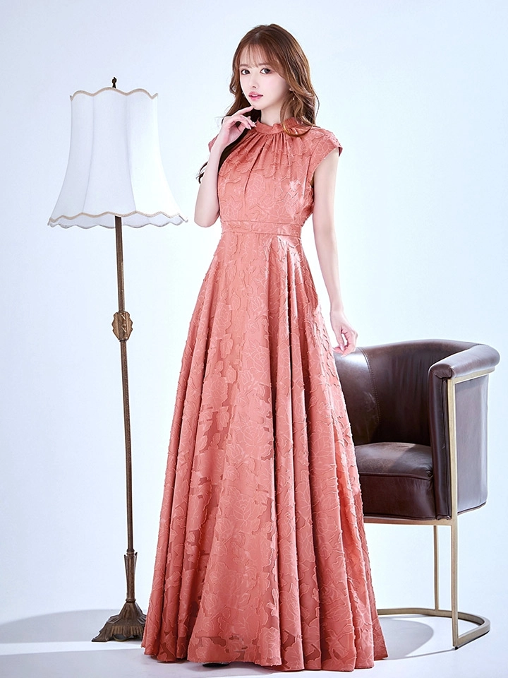 【CLEO CLOE/ クレオ クロエ】 オケージョンドレス/ パーティードレス/ ステージドレス/ イベントドレス/ ハイネック/ フレンチスリーブ/ フラワープリント/ Aライン/ フレア/ ロングドレス10